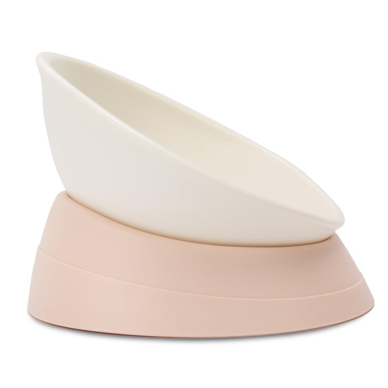 Umysky French Bulldog Food Bowl- Slanted Tilted Pug Food Water Bowl,Cat Bowl- Feeder for Frenchie/Shih Tzu/Flat Faced Small Dogs/Puppies/Cats (Lightpink, 2 Cup) - Image 1